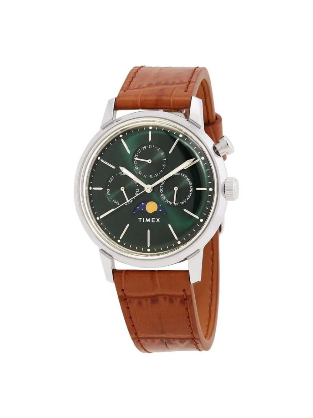 NWT Timex Marlin Quartz Moon Phase Green Dial Men's Watch